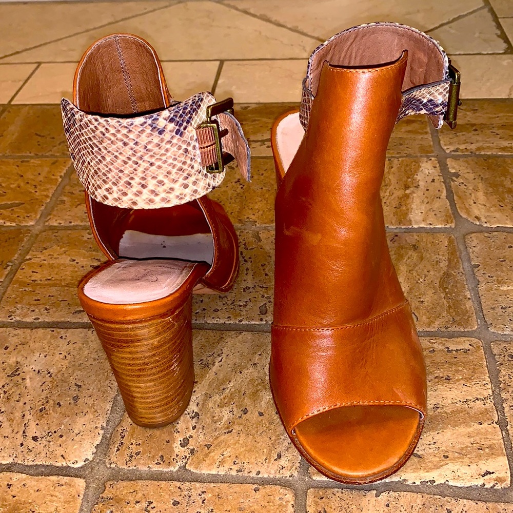 Brown Open Toe/Heel ankle boot